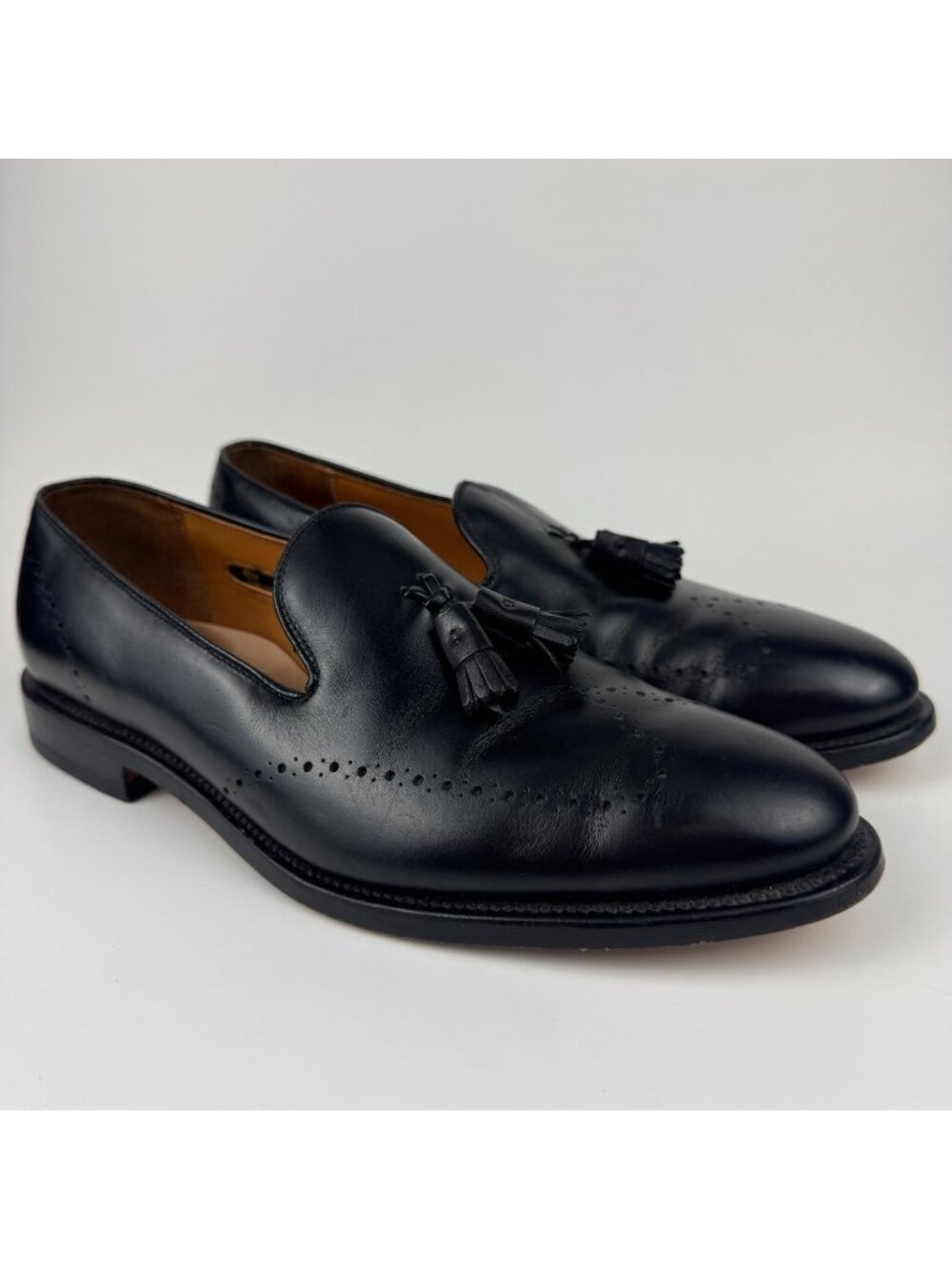 Allen Edmonds Astor Shoes Mens Size 10 D Black Leather Tassel Loafers Brogue USA